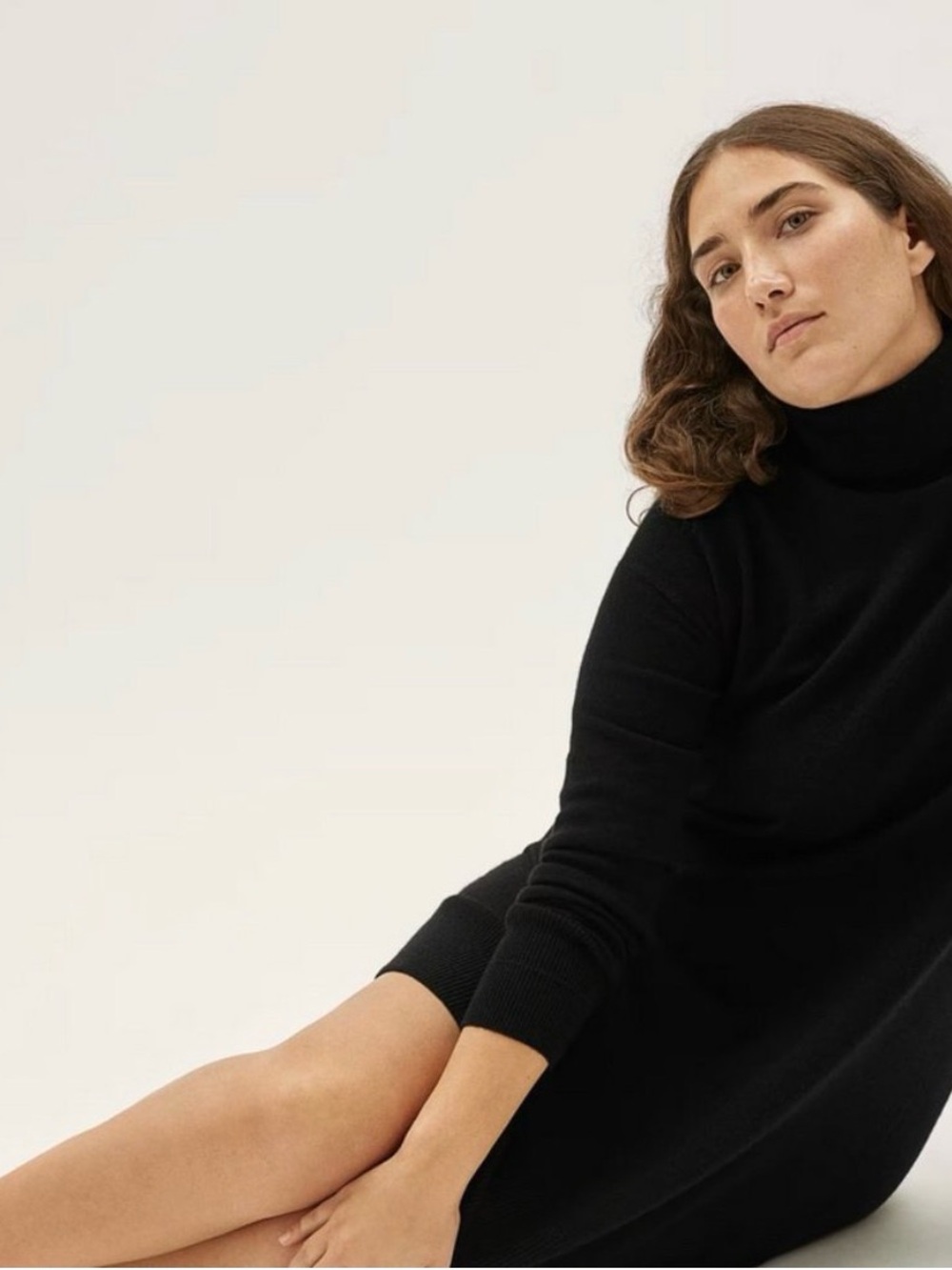 Everlane Black Cashmere Turtleneck Sweater Dress